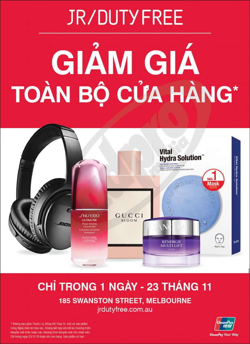 JR/ Duty Free giảm giá toàn bộ cửa hàng trong 1 ngày duy nhất